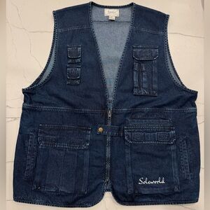 Haleman Denim Japanese Style Fishing Vest, Size XL, NWOT